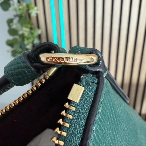COACH Mini Rowan File Shoulder Bag in Dark Green Pebble Leather Crossbody CE871 - Picture 7 of 9